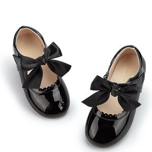 Elegant Black Kids Shoes with Bow